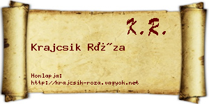 Krajcsik Róza névjegykártya